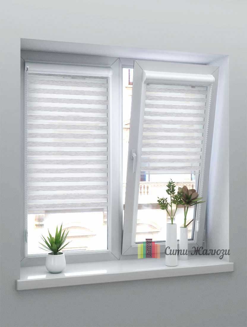 Рулонные шторы Зебра UNI-2 зебра БЕЛЛА 0225 белый, 300 см