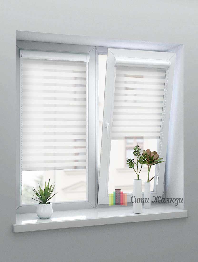 Рулонные шторы Зебра UNI-1 зебра СОФТ 0225 белый, 280 см