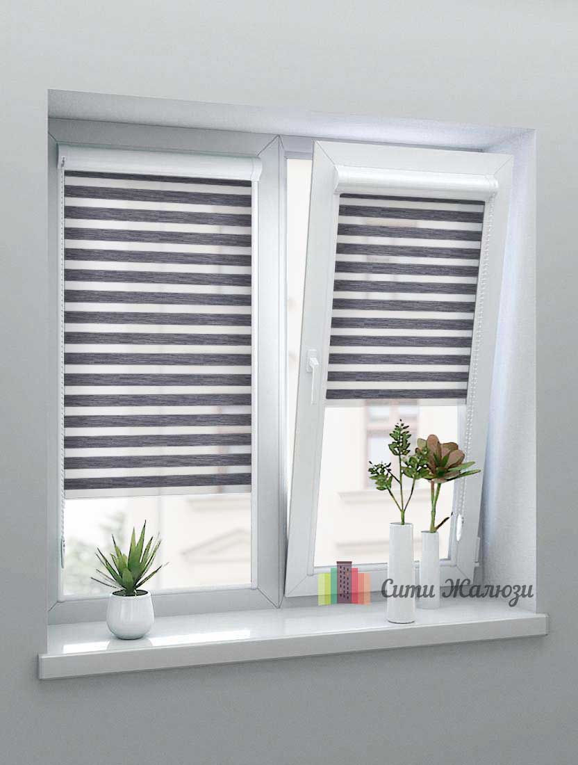 Рулонные шторы Зебра UNI-1 зебра МОНТАНА 1908 графит, 280см