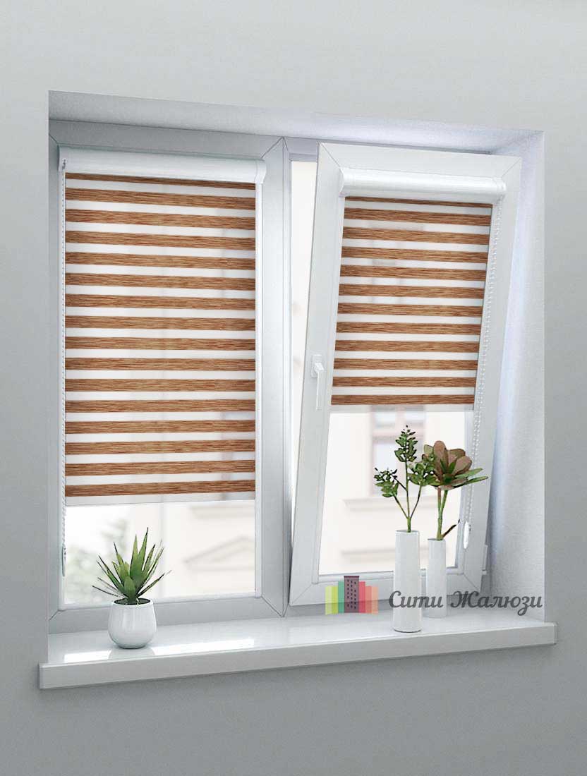 Рулонные шторы Зебра UNI-1 зебра МОНТАНА 2868 св. коричневый, 280см