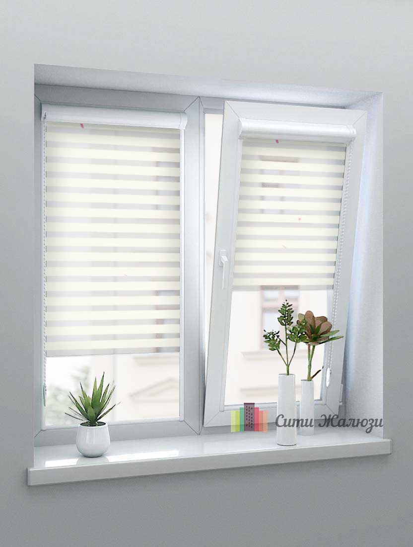 Рулонные шторы Зебра UNI-1 зебра МОНТАНА 2261 св. бежевый, 280см