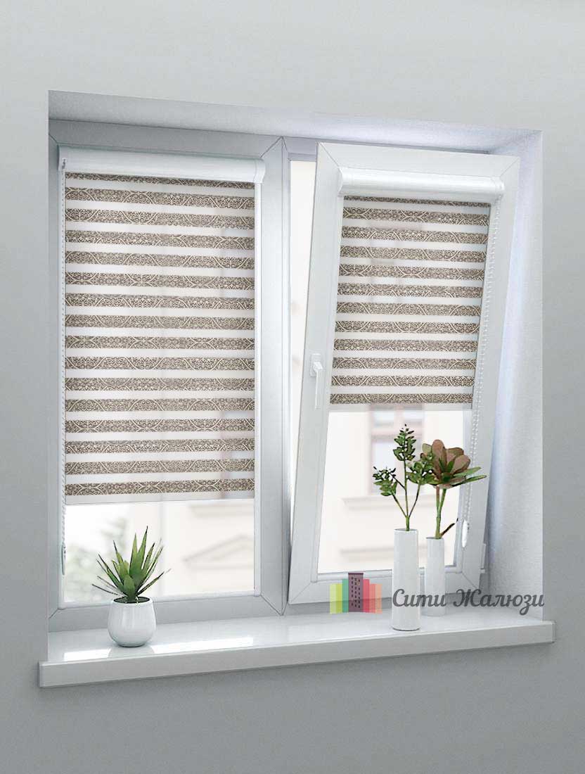 Рулонные шторы Зебра UNI-1 зебра БЕРГАМА 4284 лиловый, 280 см